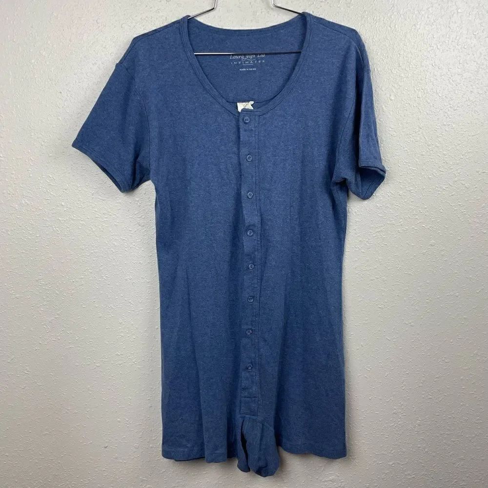 Laura Leigh Ltd. Intimates Blue Pajama Rompers Size M EUC